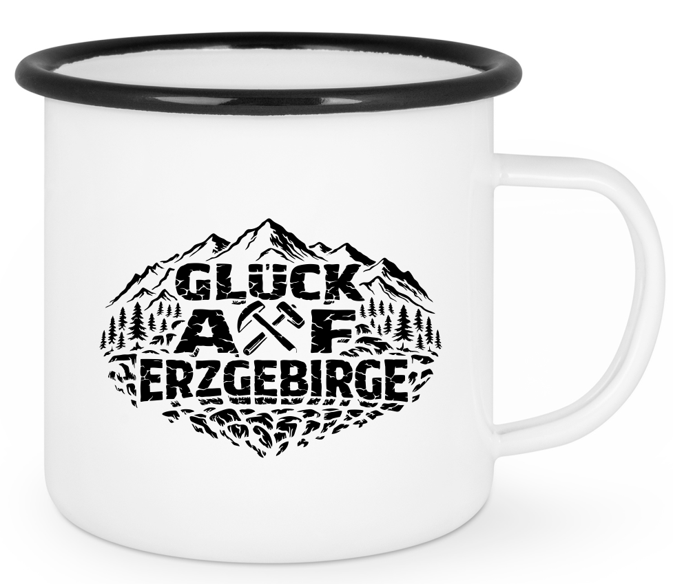 Emailletasse "Glück Auf"