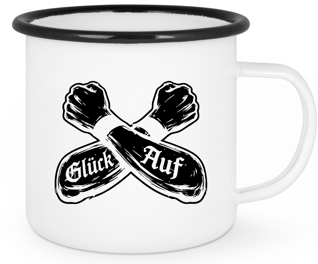 Emailletasse "Gekreuzte Arme"